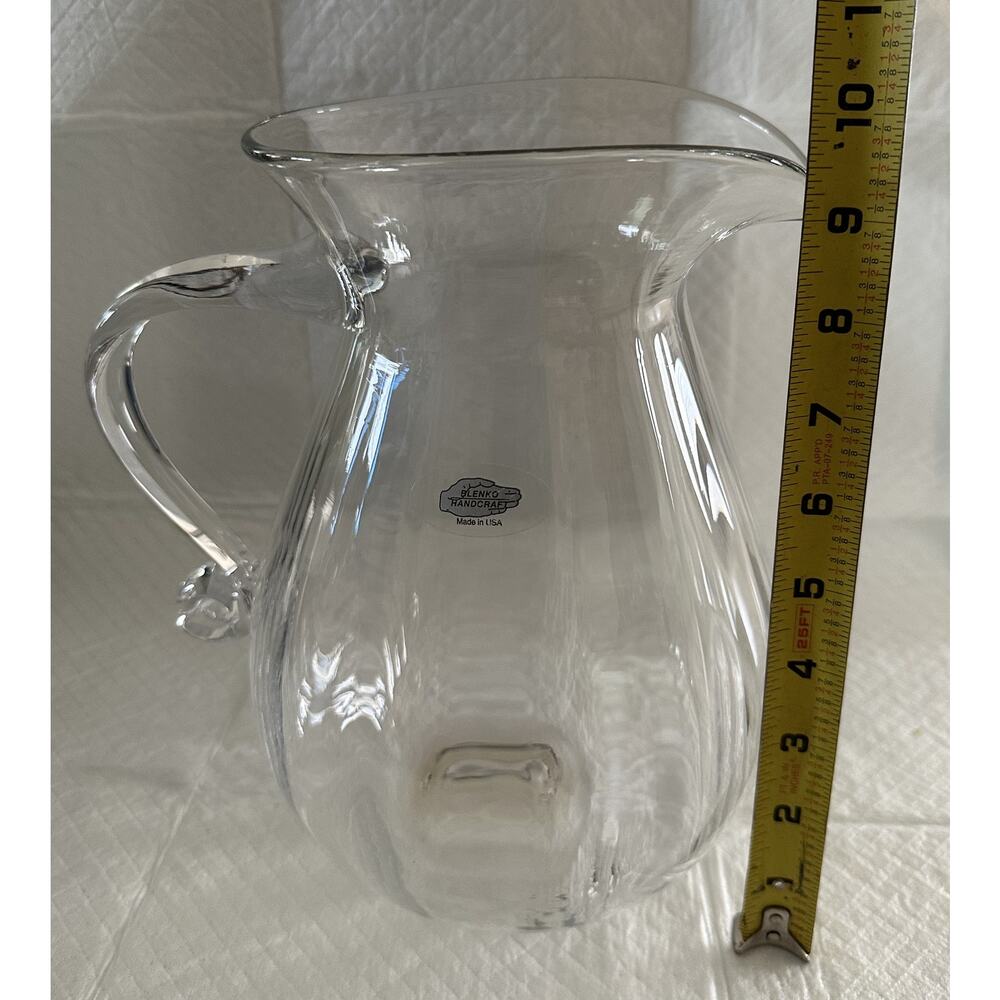 Vintage BLENKO 10" 96 Oz Pitcher Clear NWT